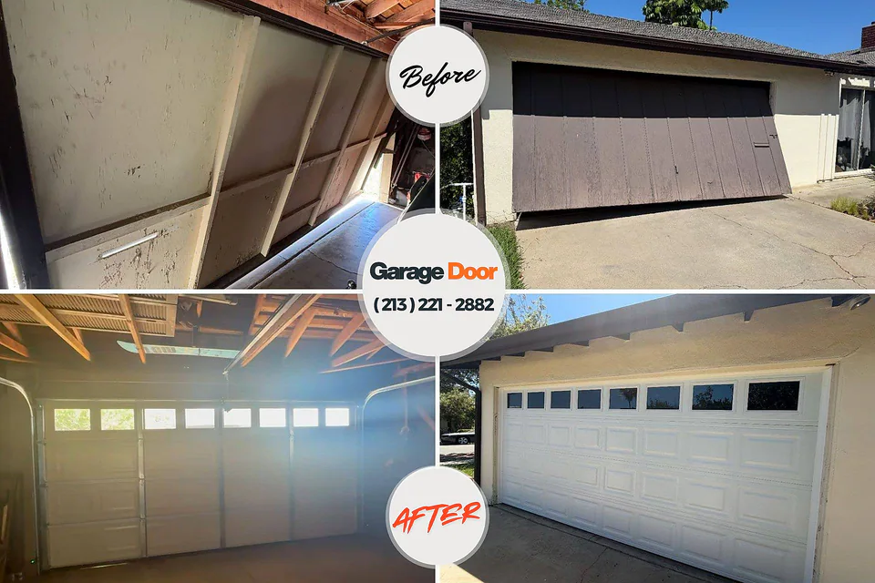 Before and after: garage door repair Ocklawaha, FL
